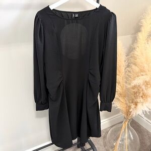 Vero Moda Black Long Sleeve Dress – Size 16 | Open Back Detail